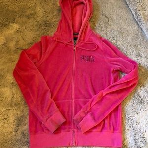 PINK pink sequin zip up hoodie